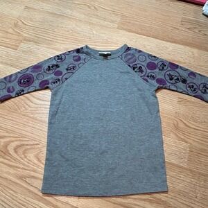 LuLaRoe Kids Raglan Shirt Size 4 Minnie Mouse Purple Circles Long Sleeve